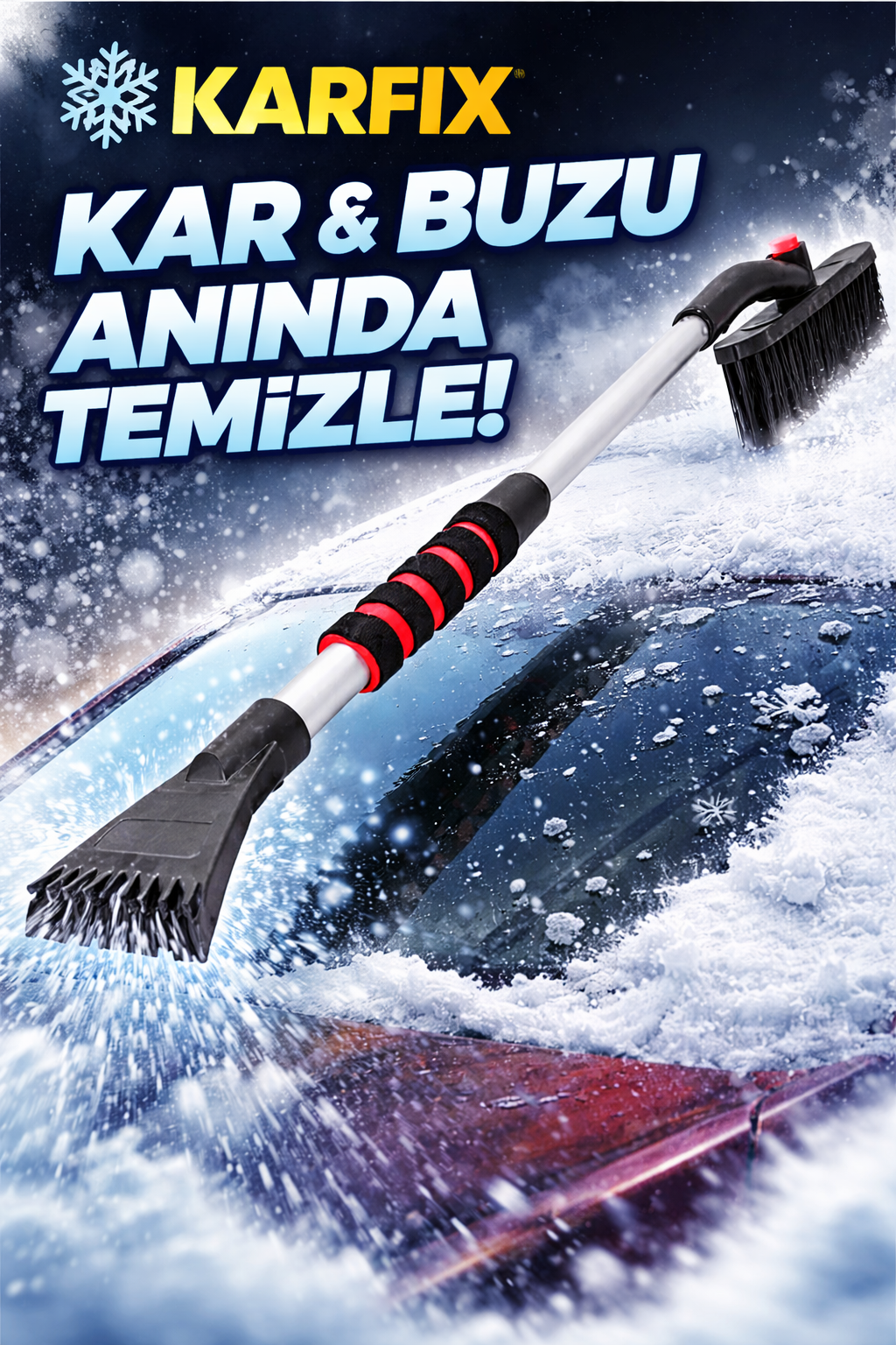 KARFIX Buz Kırıcı Kar Temizleme Fırçası